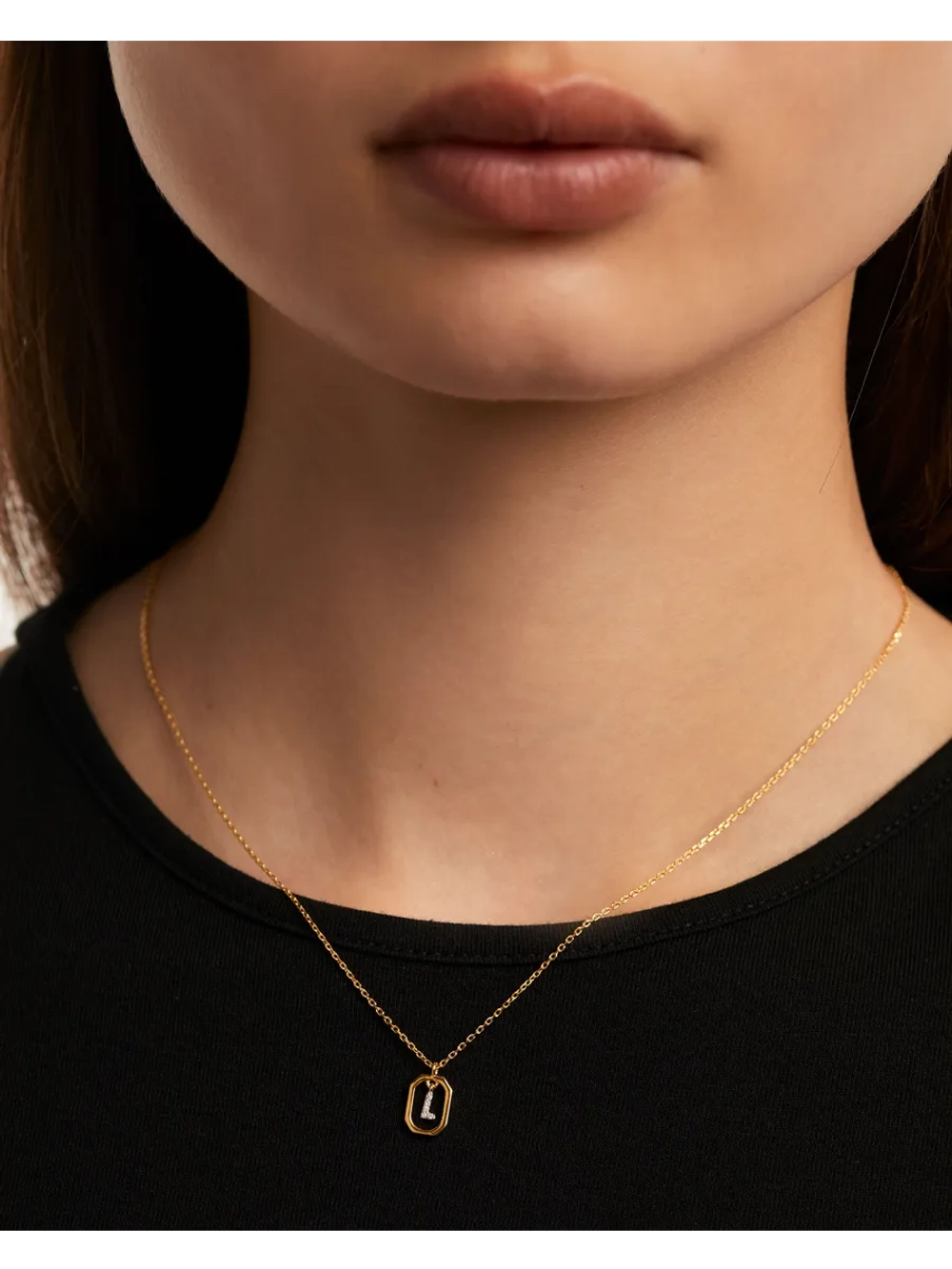 Колье Мини-Буква l серебро 925 пробы покрытое золотом