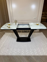 Кухонный раздвижной стол "Прадо", белый мрамор