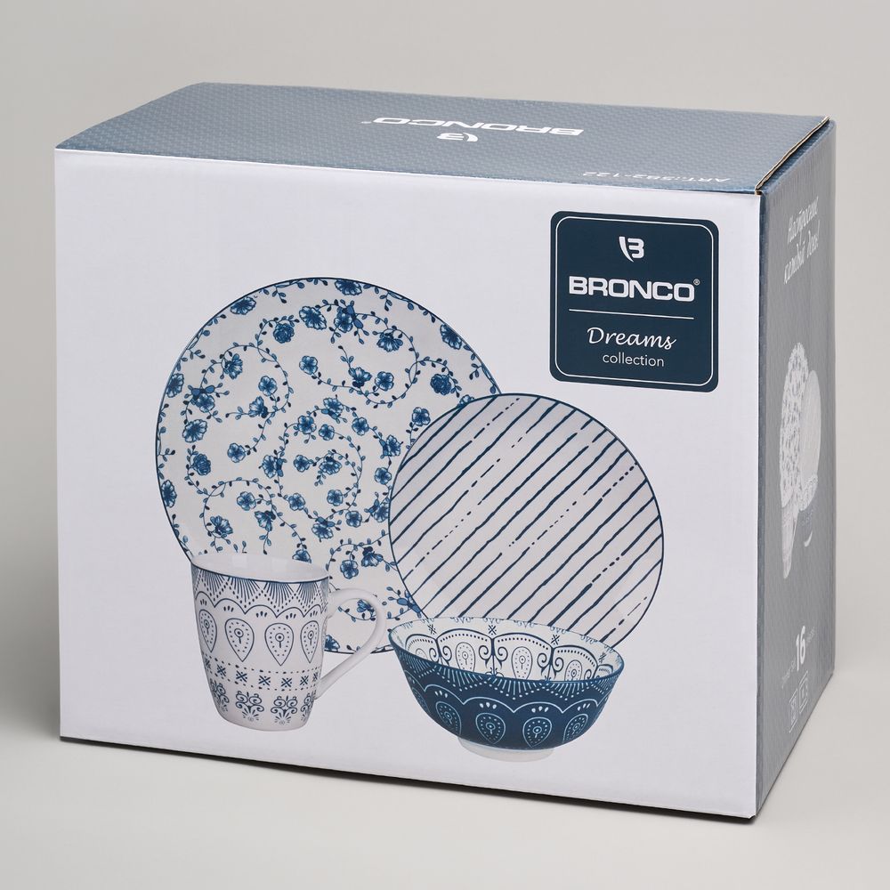 НАБОР ПОСУДЫ BRONCO "DREAMS" НА 4 ПЕРСОНЫ 16 ПР.