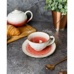 Чайная пара 240 мл d 10 см h5 см красная фарфор "The Sun Eco" P.L. Proff Cuisine [1]