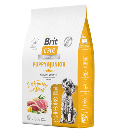 Brit Care Medium Puppy Индейка с Уткой 1,5кг.