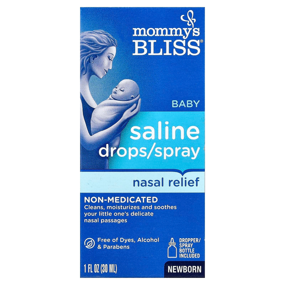 Mommy's Bliss, Солевые капли / спрей для облегчения носа, для всех возрастов, 30 мл (1 жидк. унц.)