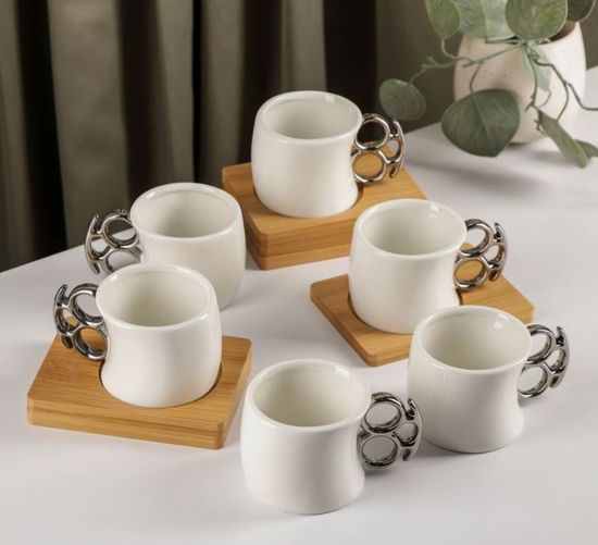 Кофейная пара «Сильвер», 2 предмета: 1 чашка 150 мл, 1 блюдце 12×9 см