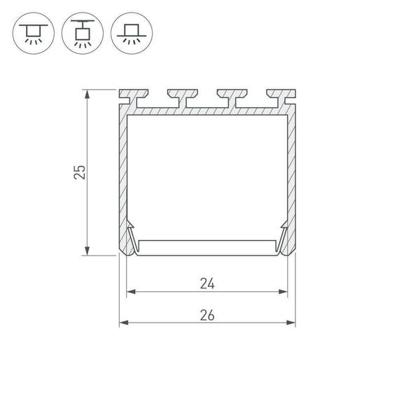 Профиль Arlight PLS-LOCK-H25-2000 ANOD 016386