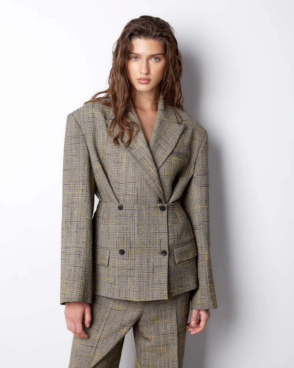 Жакет из шелка и вискозы Боттега Венета желтый/синий