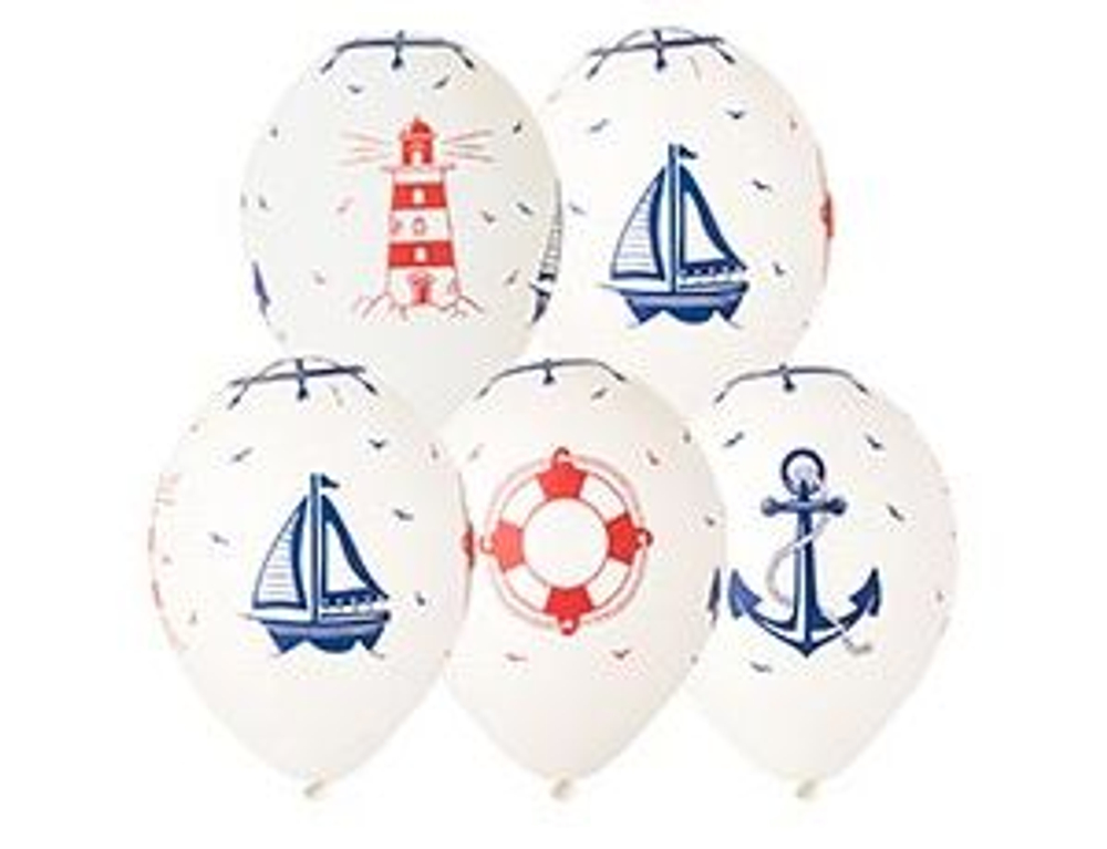 Воздушные шары с гелием Морская 14"/36 см и обработкой