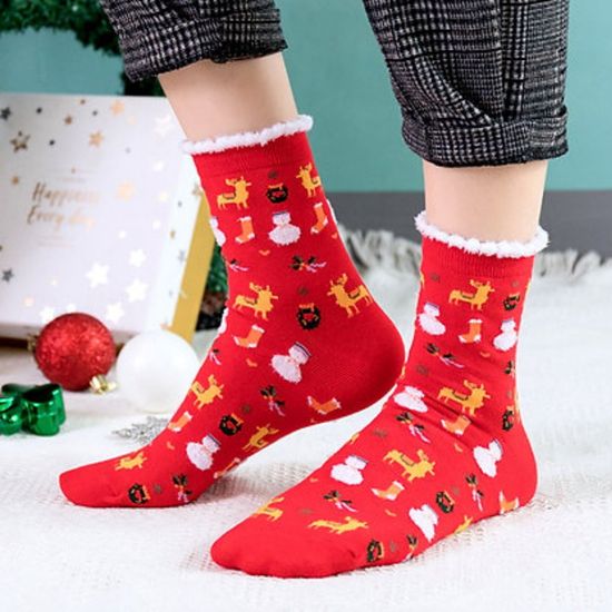 Носки "Снеговики и олени" р-р 36-41 (красный)