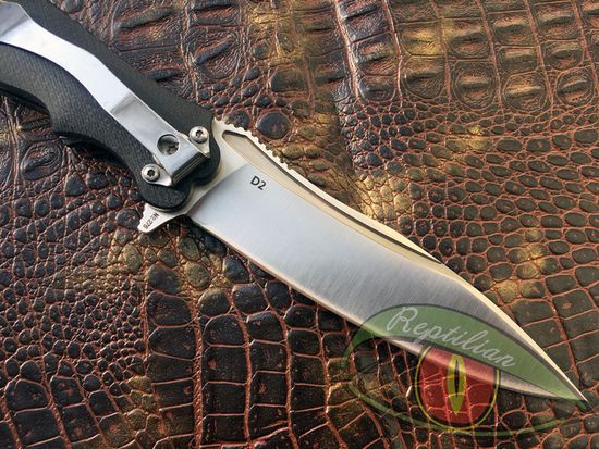 Складной нож Reptilian Вояж-03 черный c клинком из стали D2, рукоять G10