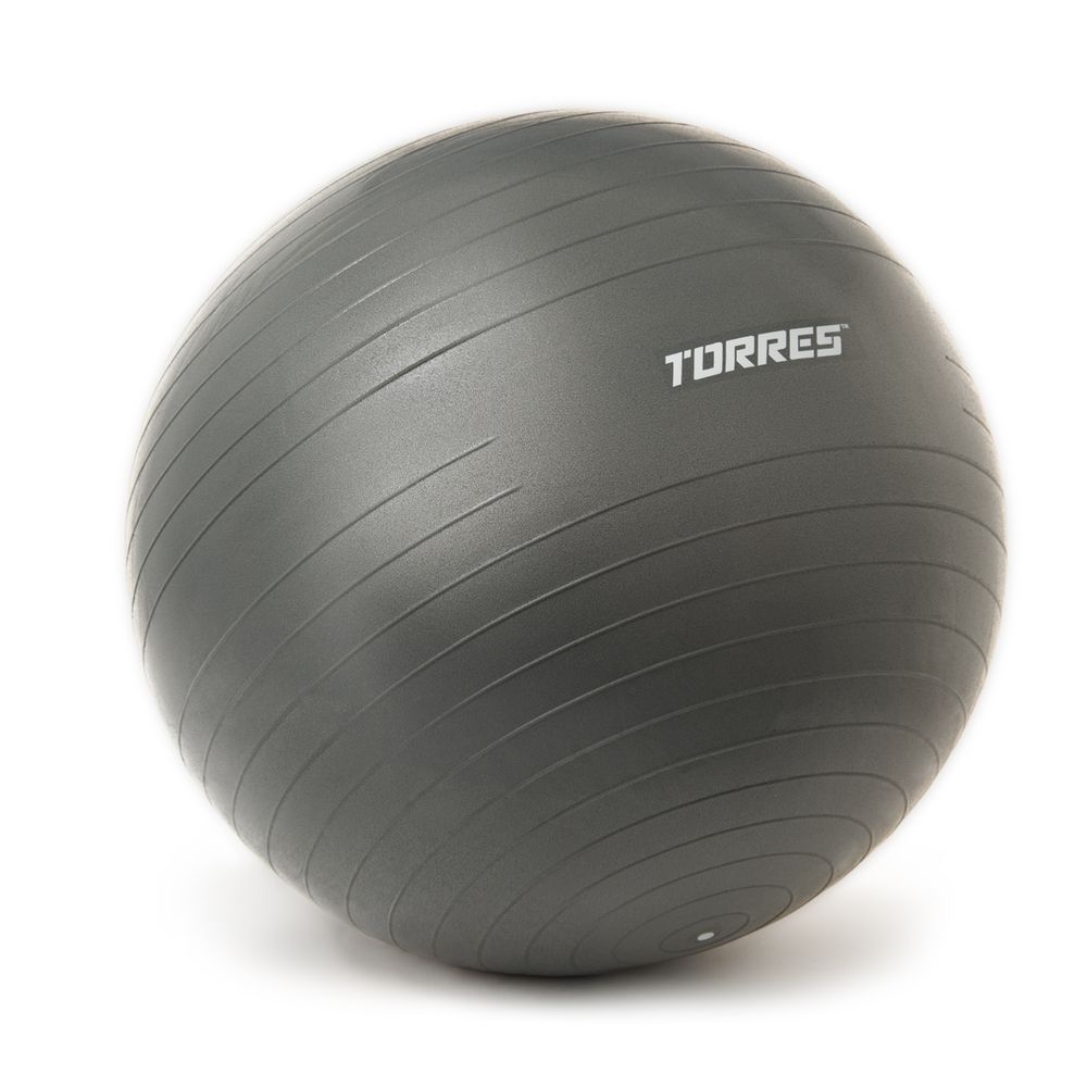 Мяч гимн. TORRES, FB122565, диам. 65 см, эласт. ПВХ,с защ. от взрыва, с насосом, серый