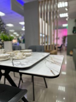 Стол Оскар Quadro керамический 1400 МДФ (Черный /Черные опоры