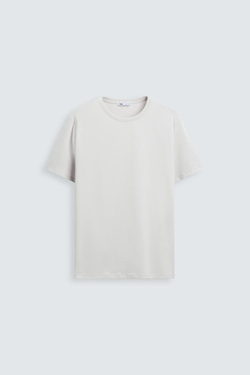 ZARA БАЗОВАЯ ПРИТАЛЕННАЯ ФУТБОЛКА SLIM FIT, ЖЕМЧУЖНО-СЕРЫЙ