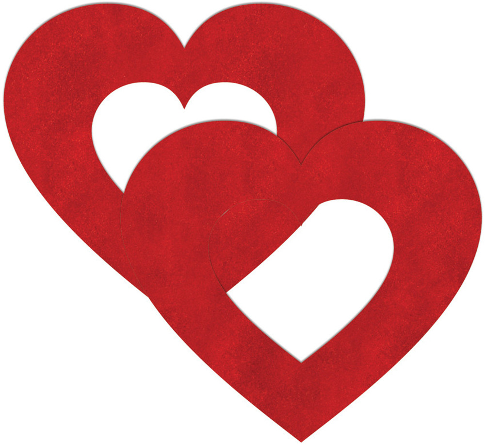 Красные пестисы на грудь в форме сердечек