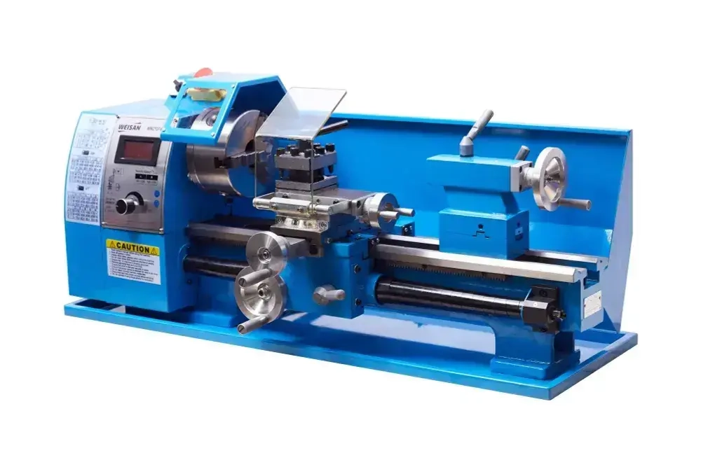 Настольный токарный станок по металлу WEISAN WM210F400. Мини станок для сверлильных и торцевых работ для дома, гаража и мастерской.