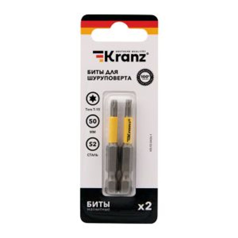 Бита для шуруповерта Torx T15х50 мм (2 шт./уп.) KRANZ