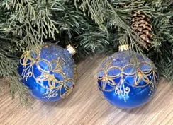 Набор стеклянных шаров Царские узоры, 2 шт., синий, Irena CO (91107)