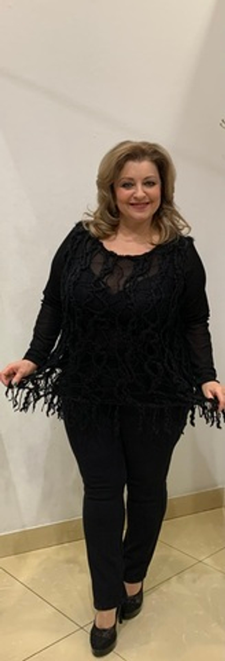 Черный комбинированный блузон-туника