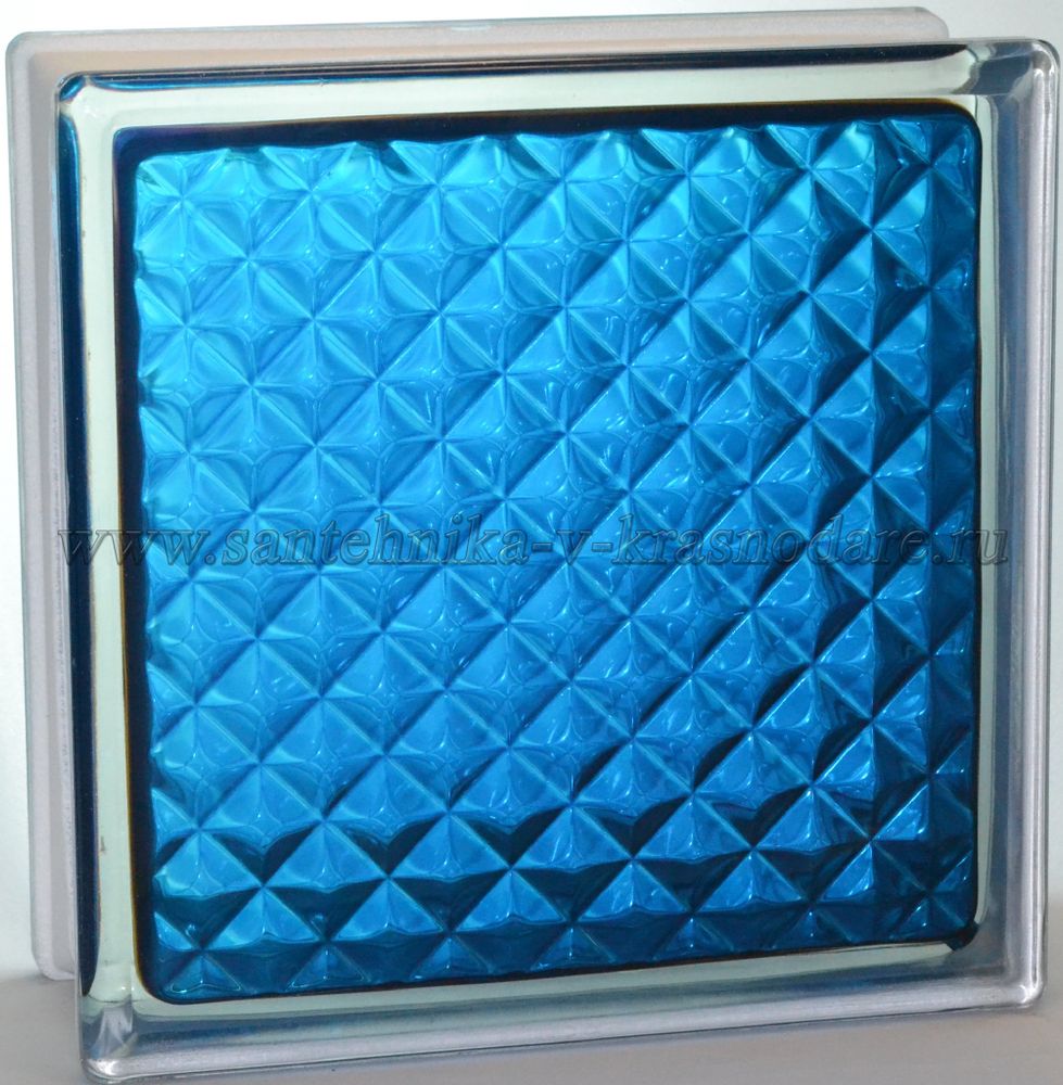 Стеклоблок инка синий окрашенный изнутри Vitrablok 19x19x8