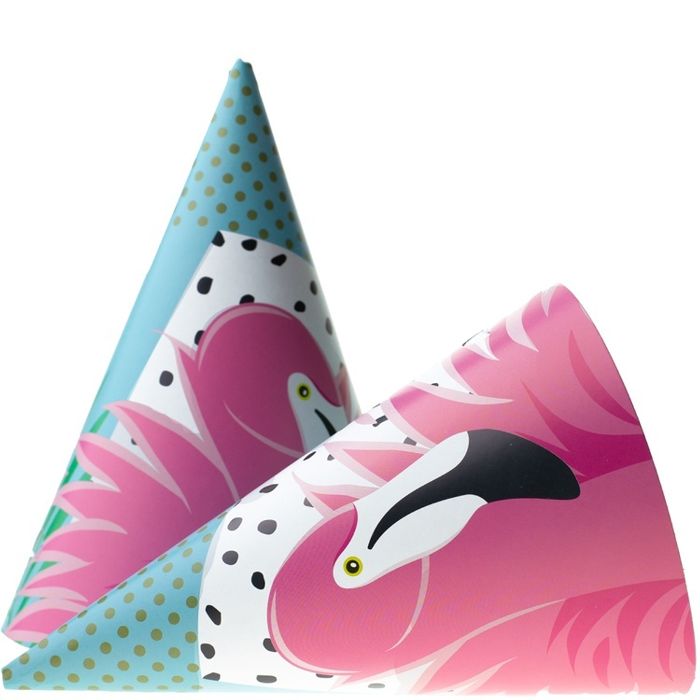 Колпаки праздничные «Фламинго», 6 шт