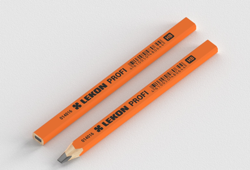 Карандаш PROFI плоский, твёрдо-мягкий (HB) оранжевое покрытие 10/1000