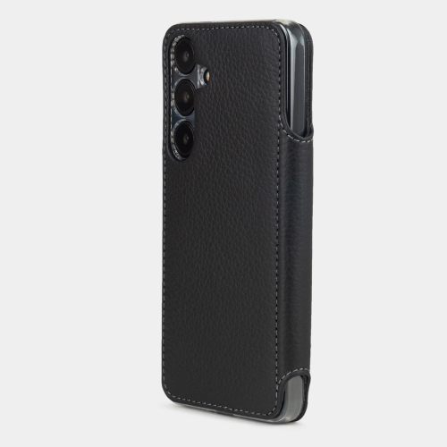 Чехол для Samsung Galaxy S24 Plus из натуральной кожи теленка, черного цвета