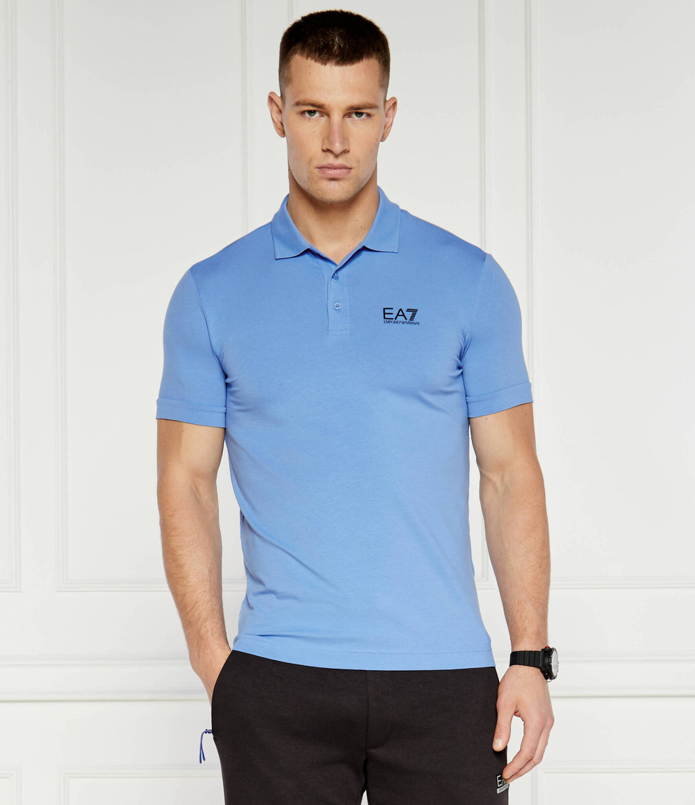 Поло EA7 - голубой(8NPF14 PJVQZ)