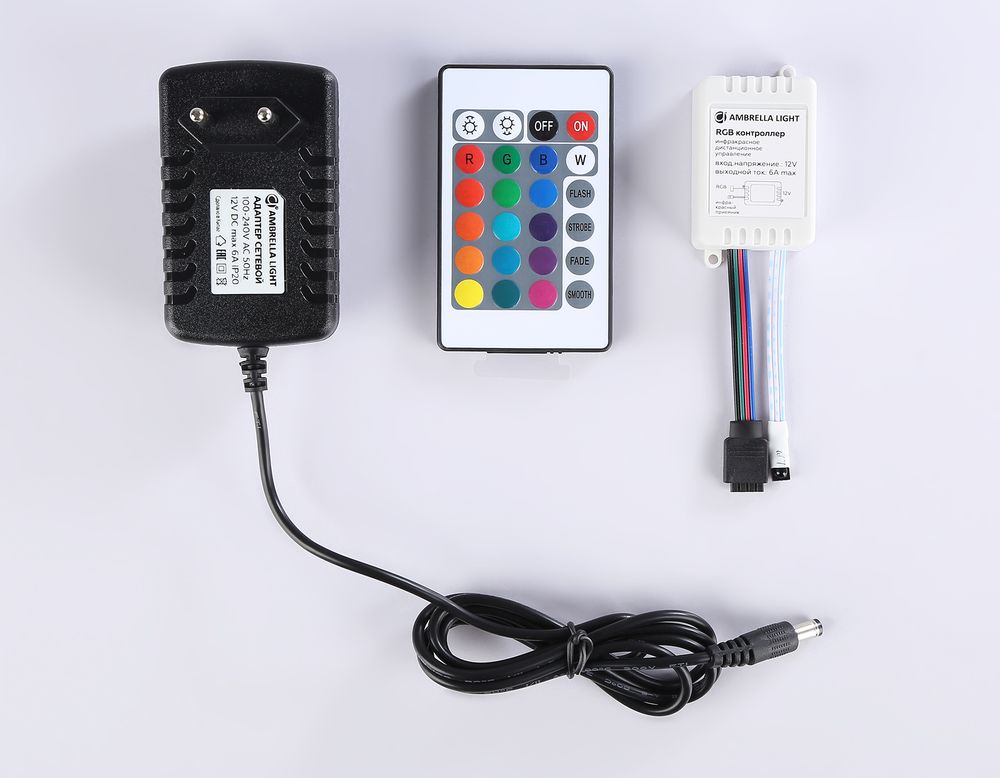 Ambrella Комплект светодиодной ленты RGB Ambrella Light 5m GS2402 5050 60Led /14.4W m/ 12V IP20 RGB 5m LED Strip 12V GS2402