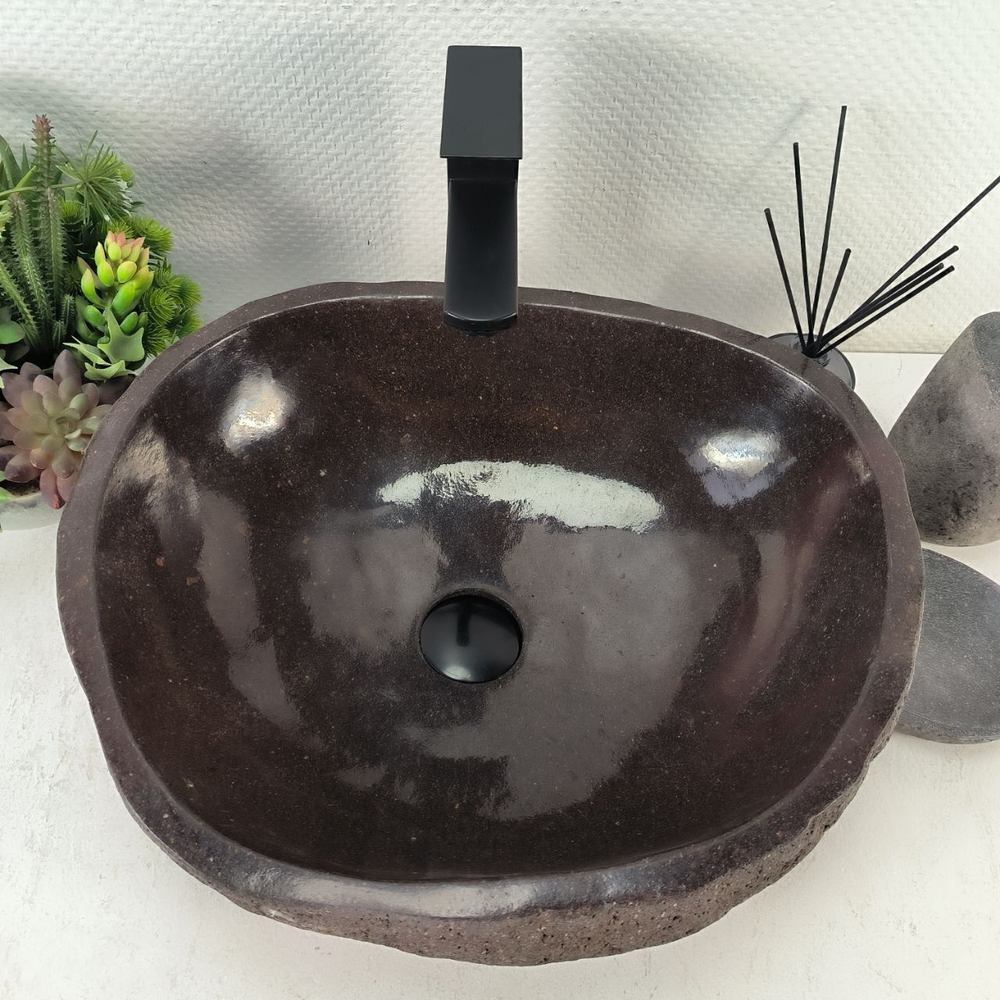 Каменная раковина из речного камня RS-05111 (49*40*15) 0857 из натурального камня