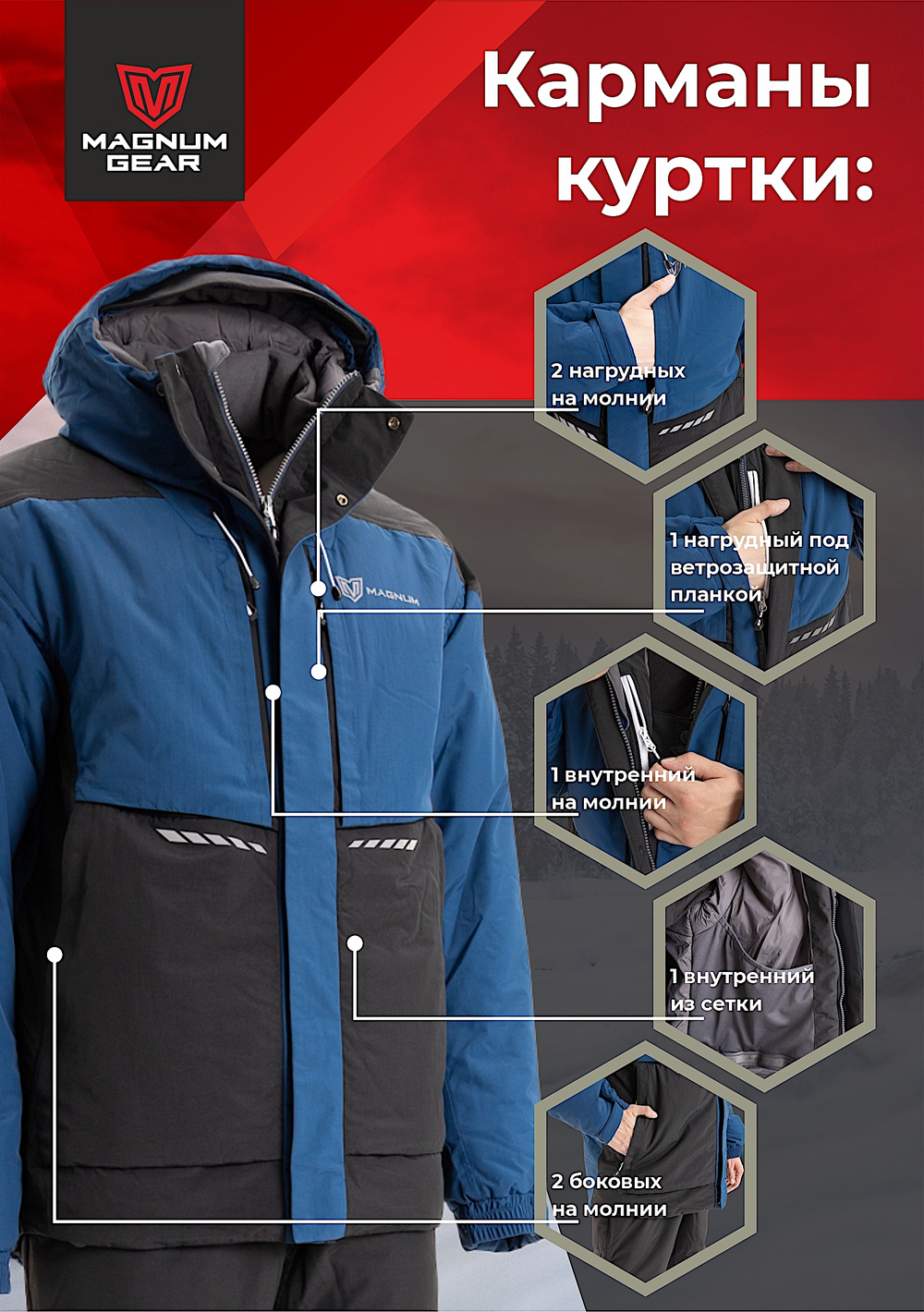 Костюм Magnum зимний Rubicon -15°С 15/23 Чёрный/Синий MFW1-RBC-1BLB -