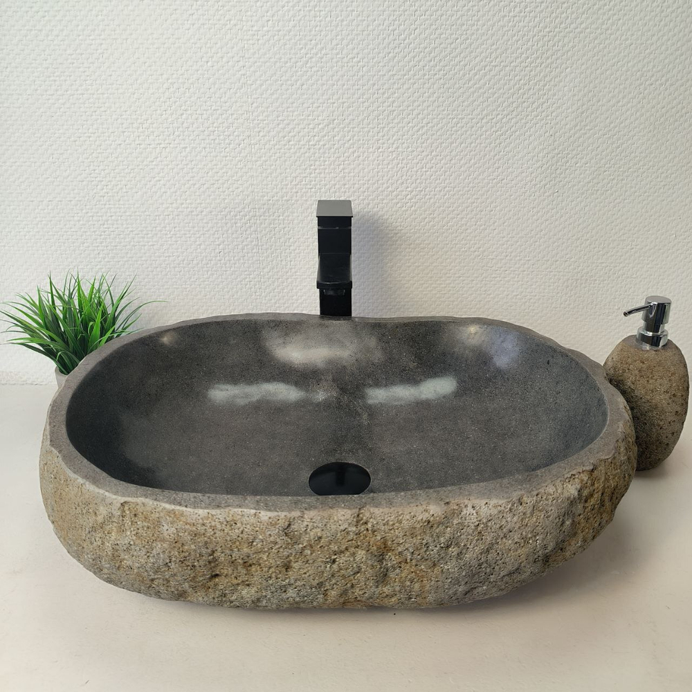 Раковина из речного камня RS-66076 58х43х15 из натурального камня