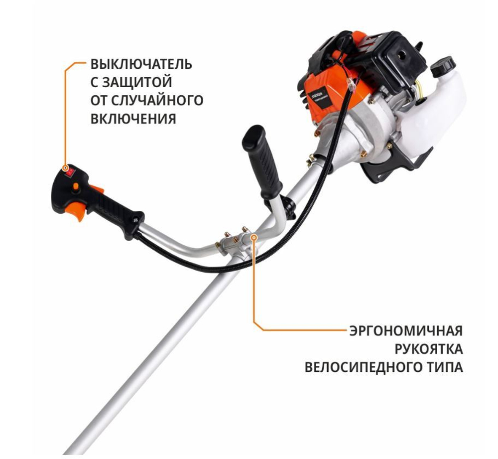 Триммер бенз. MGT-52 (2,3л.с,52 см3, 2-такт, диск 3-зуб, наплеч. ремень,неразъемн. штанга)