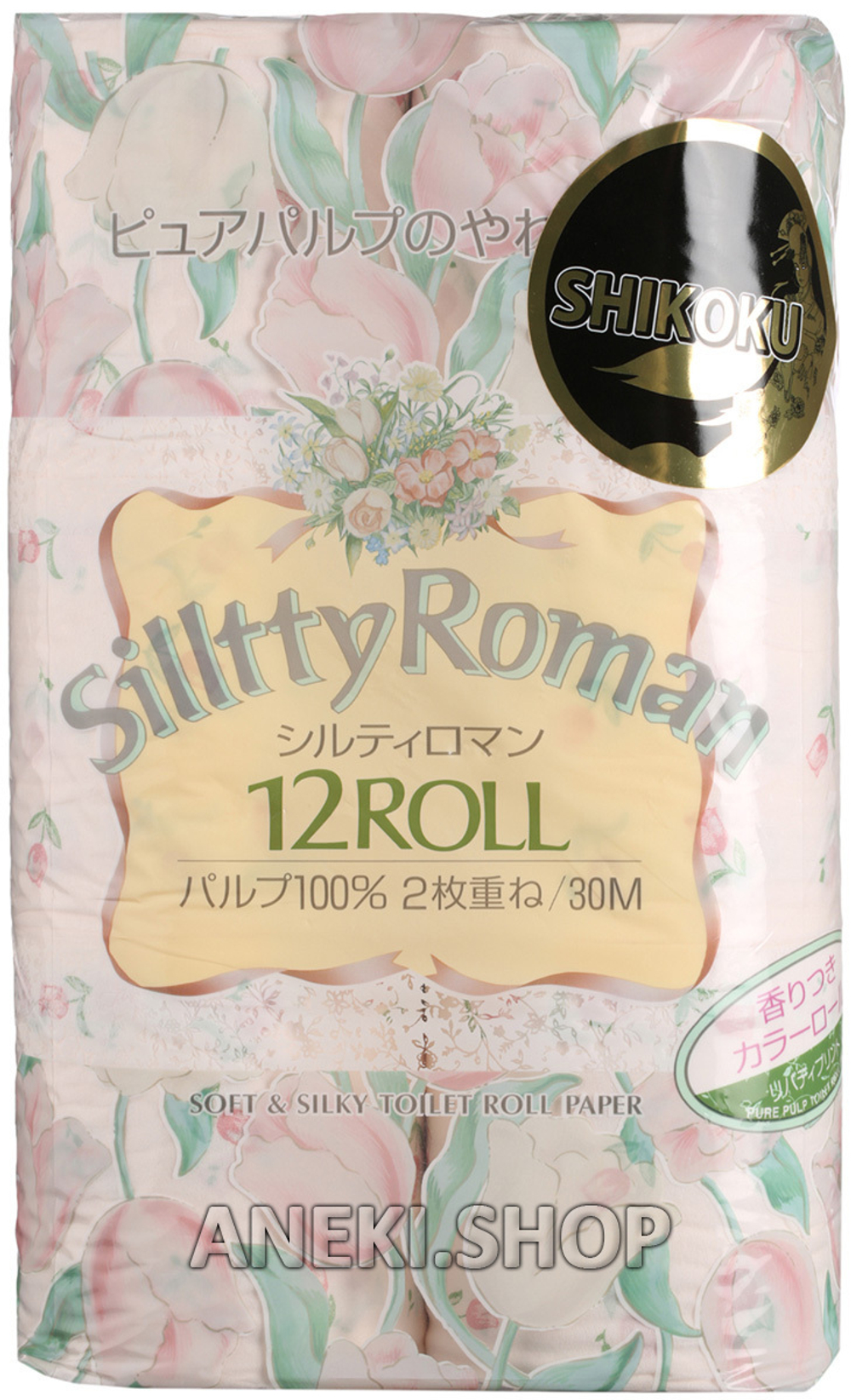 Бумага парфюмированная туалетная 12 рулонов 2 х слойная Shikoku Tokushi Silltty Roman