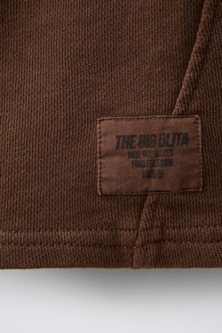 ZARA ШОРТЫ ИЗ МЯГКОЙ ТКАНИ С НАШИВКОЙ, КОРИЧНЕВЫЙ