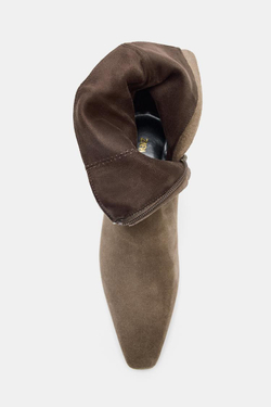 ZARAЗАМШЕВЫЕ БОТИЛЬОНЫ НА КАБЛУКЕ «KITTEN», СЕРО-КОРИЧНЕВЫЙ