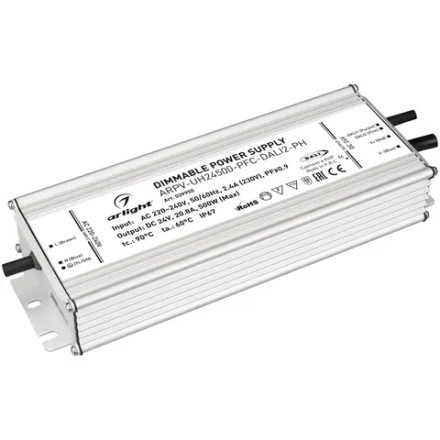 Блок питания ARPV-UH24500-PFC-DALI2-PH (24V, 20.8A, 500W) (Arlight, IP67 Металл, 7 лет) 039955