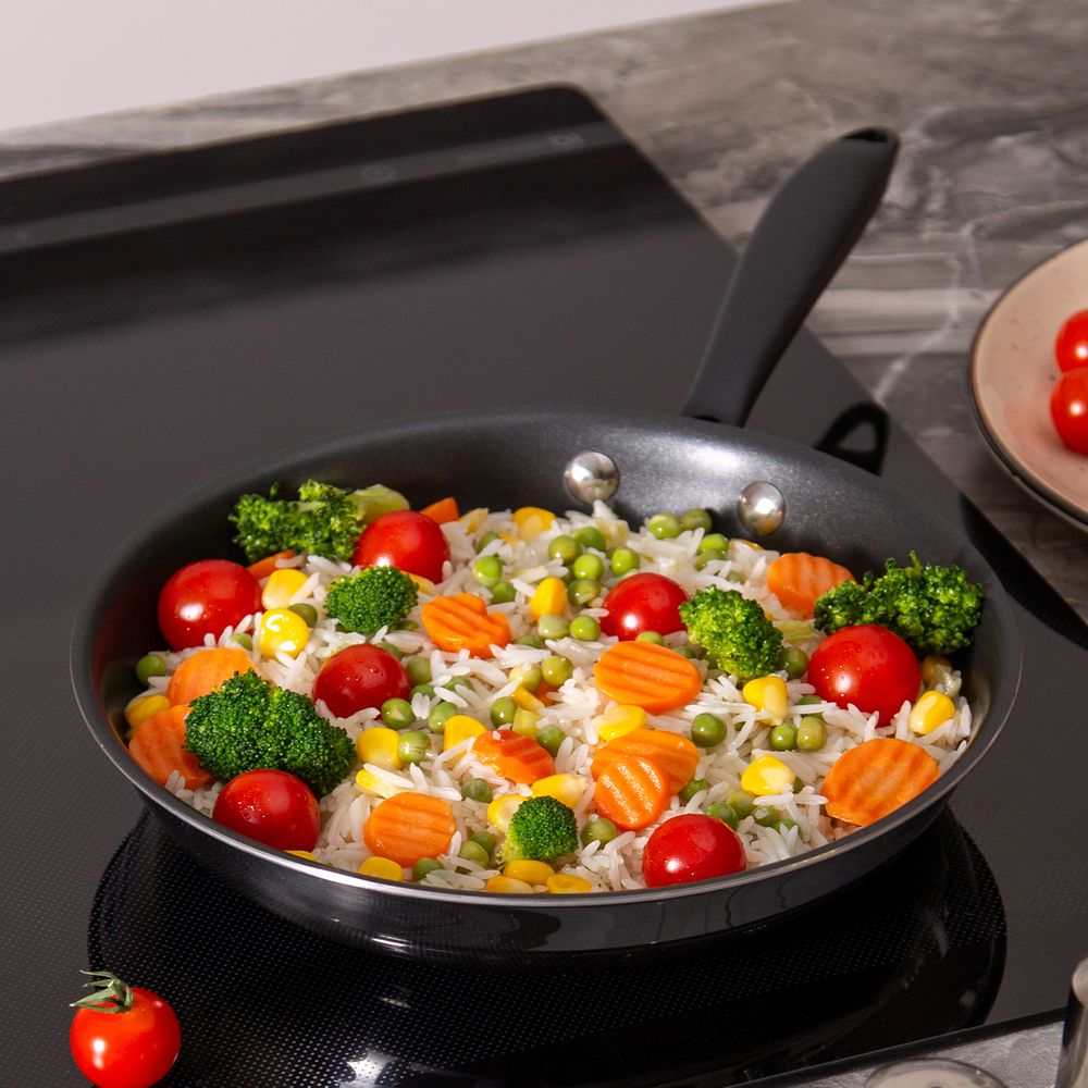 СКОВОРОДА C АНТИПРИГАРНЫМ ПОКРЫТИЕМ "IRON CHEF" AGNESS 22*4.4CM ТЕХНОЛОГИЯ 3-PLY, НЕРЖ.СТАЛЬ 18/10