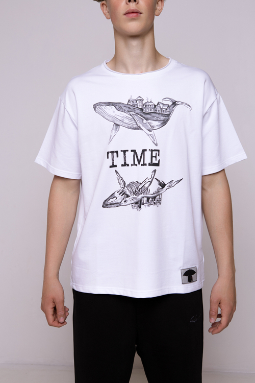 Футболка oversize с принтом «Whale.TIME»