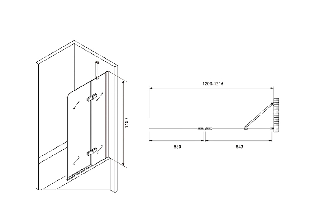 Шторка на ванну Abber Ewiges Wasser 120х140 AG51120 профиль Хром стекло прозрачное