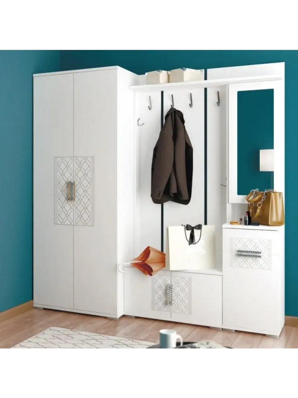 Прихожая с зеркалом комплект мебели 200,1х51х205,6 см