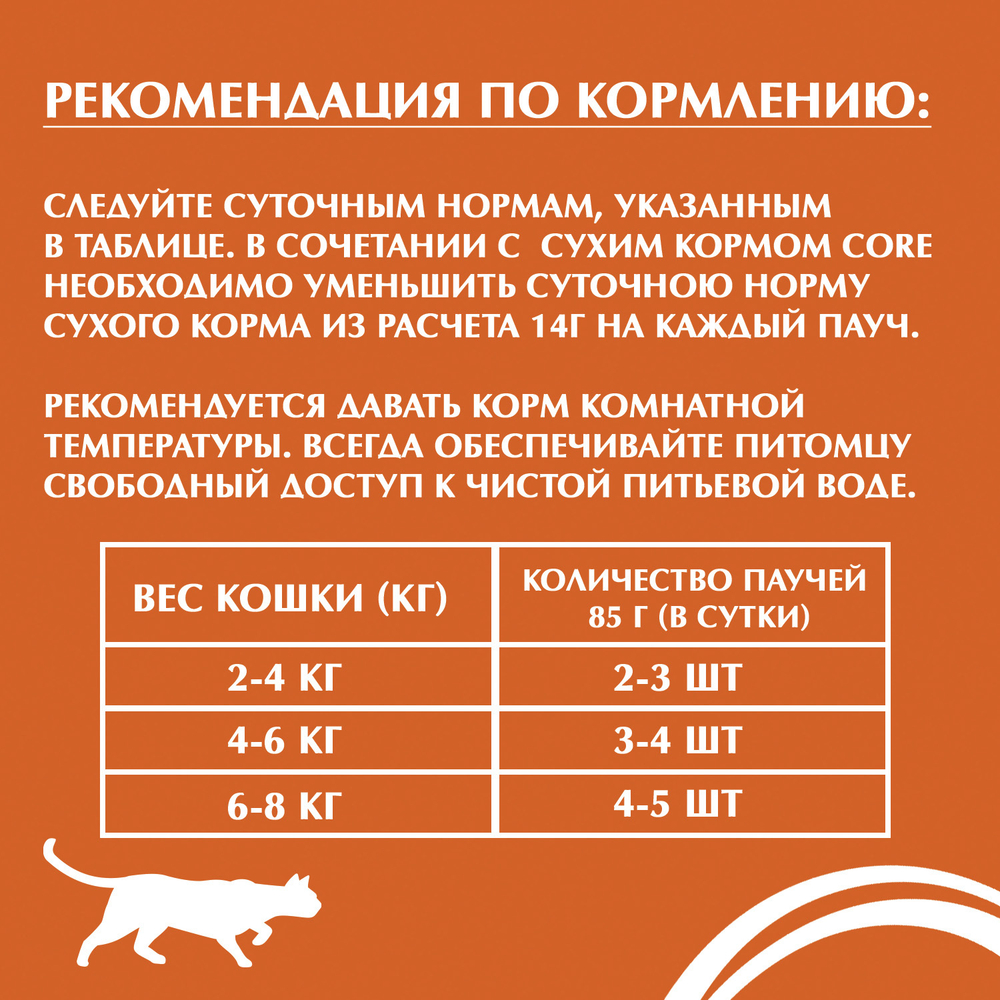 CORE TENDER CUTS паучи из курицы с куриной печенью в виде нарезки в соусе для кошек 85 г