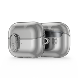 Прозрачный серый чехол из TPU от Dux Ducis для наушников Samsung Buds3 и Buds 3 Pro, серия SECI Series Case, в комплекте с карабином