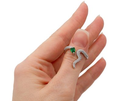 Кольцо "Змейка" 18мм, со стразами и кристаллом, разъемное (уценка)