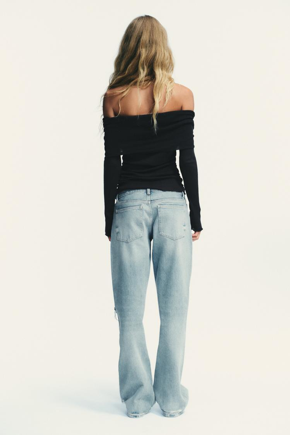 ZARA ФУТБОЛКА БЕЗ БРЕТЕЛЕЙ СО СБОРКАМИ, ЧЕРНЫЙ