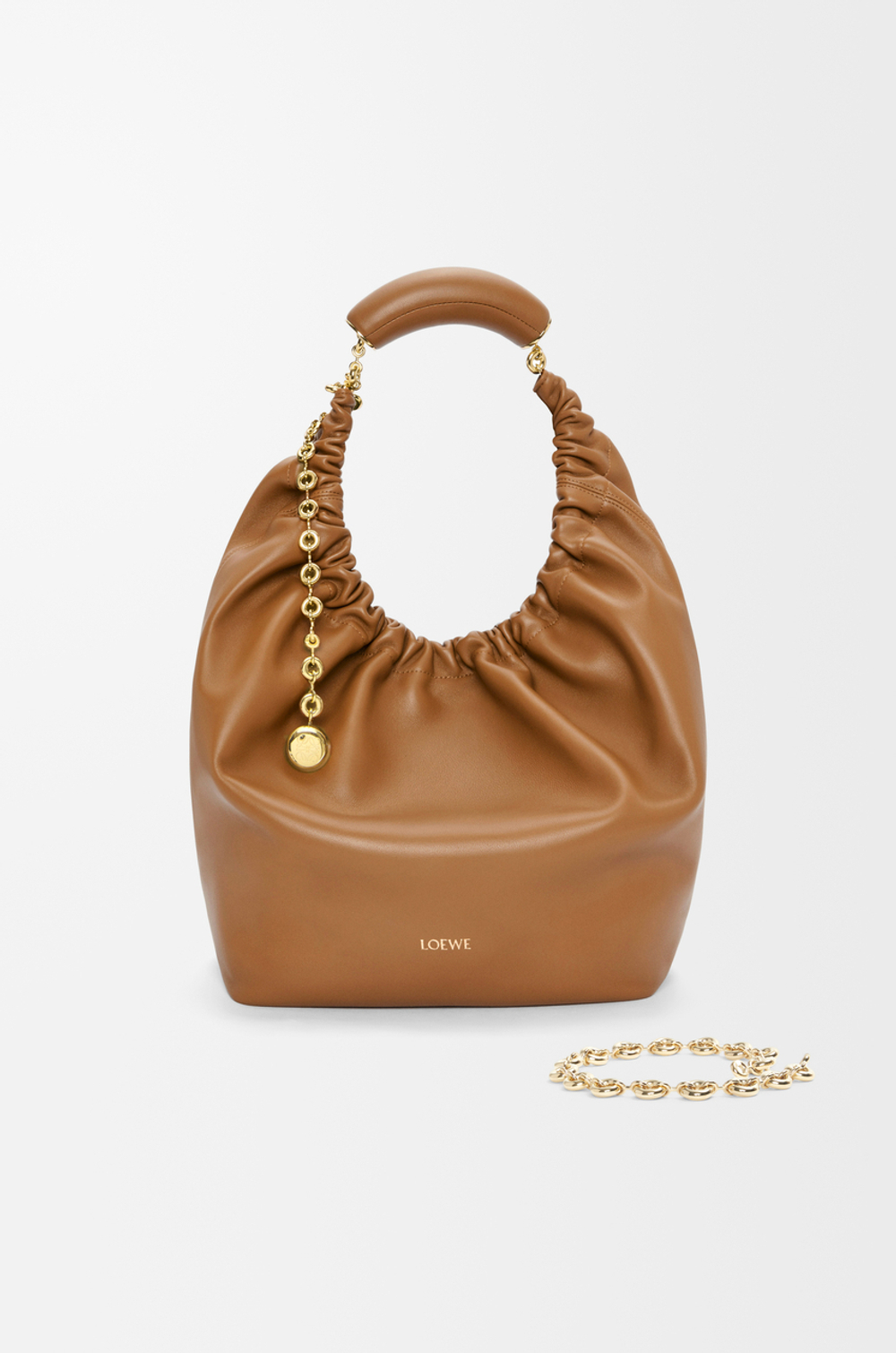 Loewe Средняя сумка-мешок Squeeze из мягкой кожи ягненка наппа, светло-коричневый