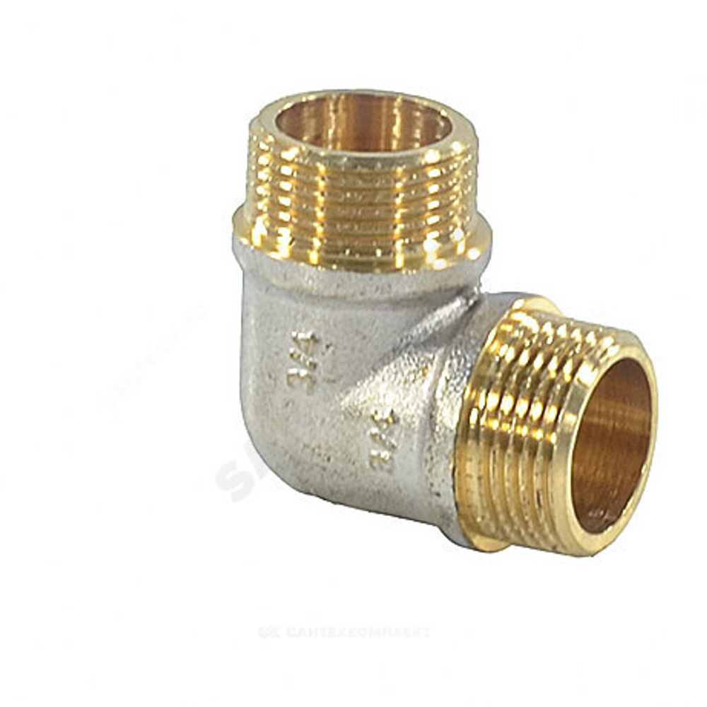 Угольник латунь никель реборда Ду 15 (1/2") НР/НР 9005 ГОСТ 32585-2013 Aquasfera 9005-01