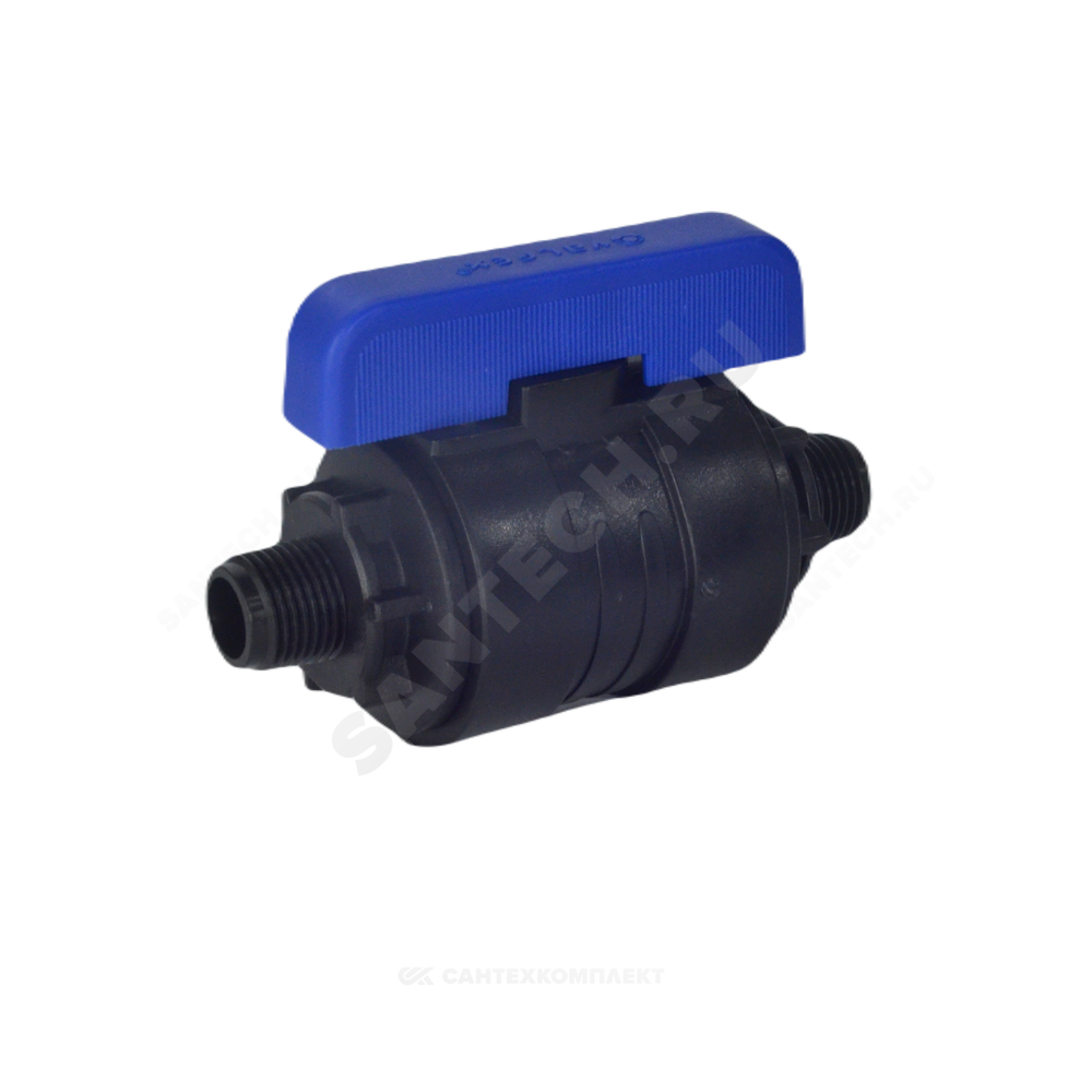 Кран шаровой компрессионный ПЭ Ду 16 3/4"x3/4" НР/НР Ру16 VALFEX 1210216034034