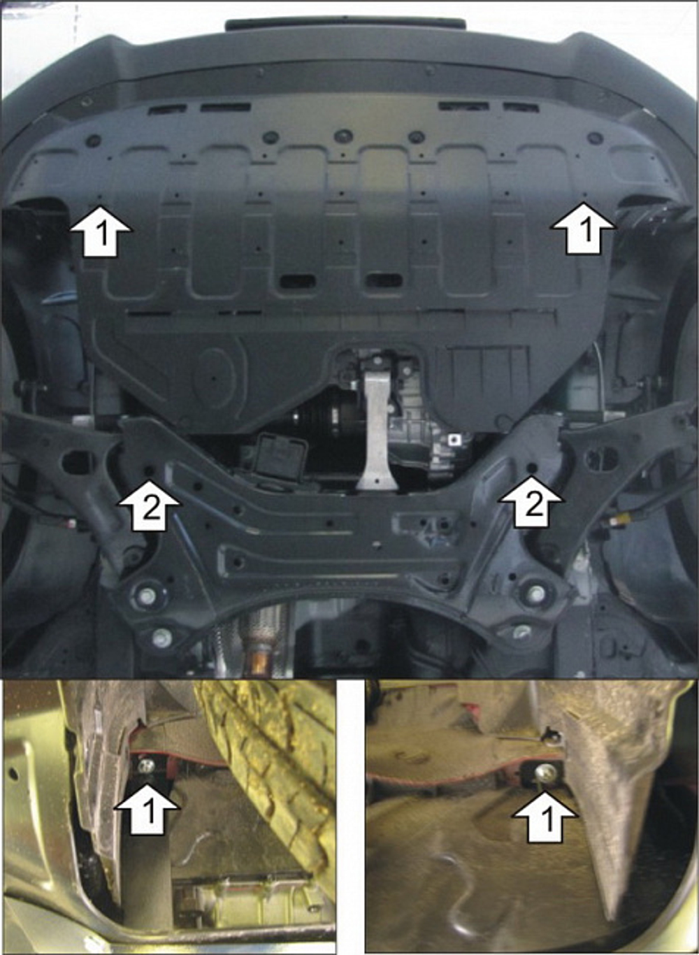 Усиленная защита Motodor картера двигателя, кпп. 2 мм, сталь. для Hyundai ix35 2010-2015,KIA Sportage 2010-2016 арт.70904