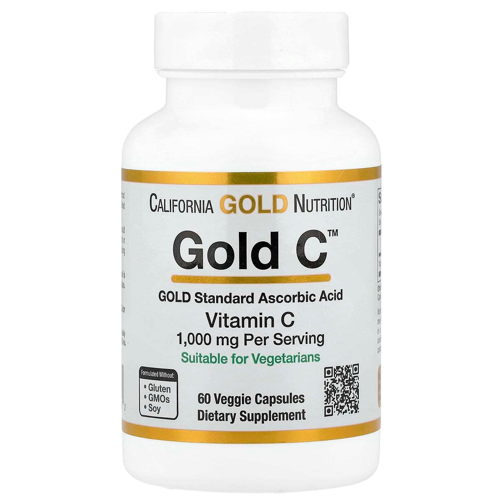 California Gold Nutrition, Gold C™, витамин C класса USP, 1000 мг, 60 растительных капсул