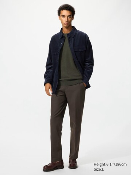 UNIQLO ШЕРСТЯНЫЕ БРЮКИ ДЛИНОЙ ДО ЩИКОЛОТКИ, КОРИЧНЕВЫЙ