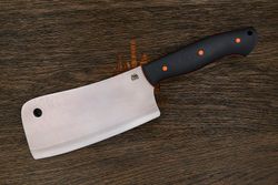 Топорик кухонный Мастерской Тать 160мм, сталь 50Х14МФ, G-10 черный (оранжевый спейсер)