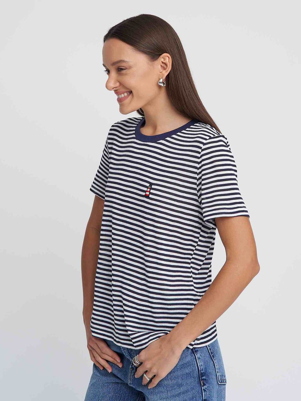 Футболка Kefirmaykifer В Полоску бело-синяя